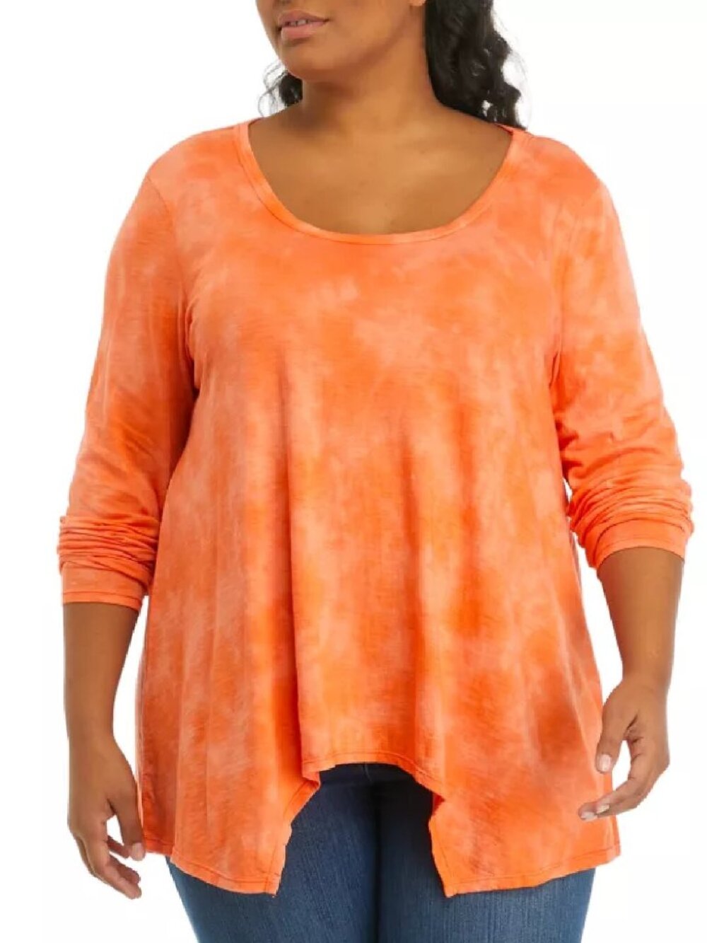 new Wonderly Plus Size Long Sleeve Scoop Neck Shark Bite T-Shirt Sz 1X C…
